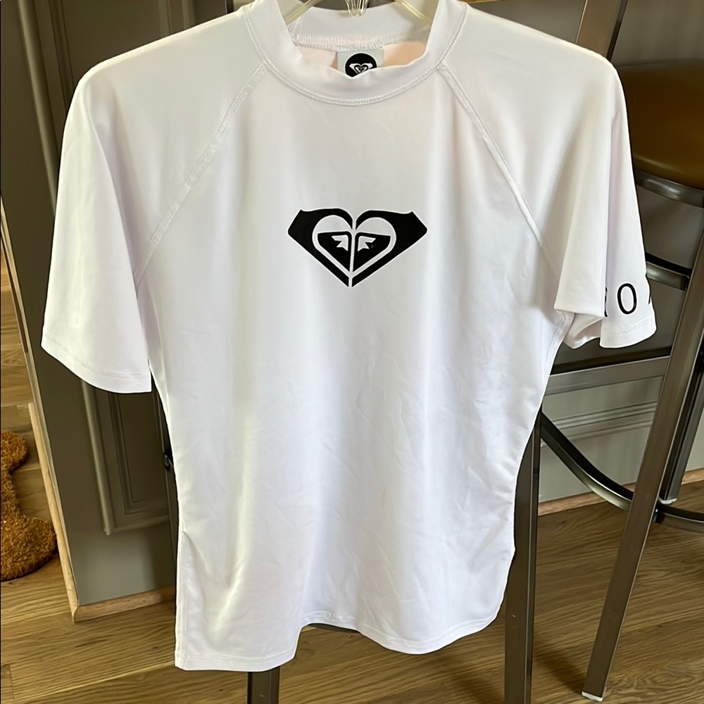 Roxy White Short Sleeve Rash Guard
